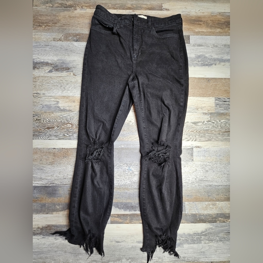 L'agence High Line Skinny Onyx Destruct Women's 29 Raw Hem Distressed Knee Black - Picture 2 of 10